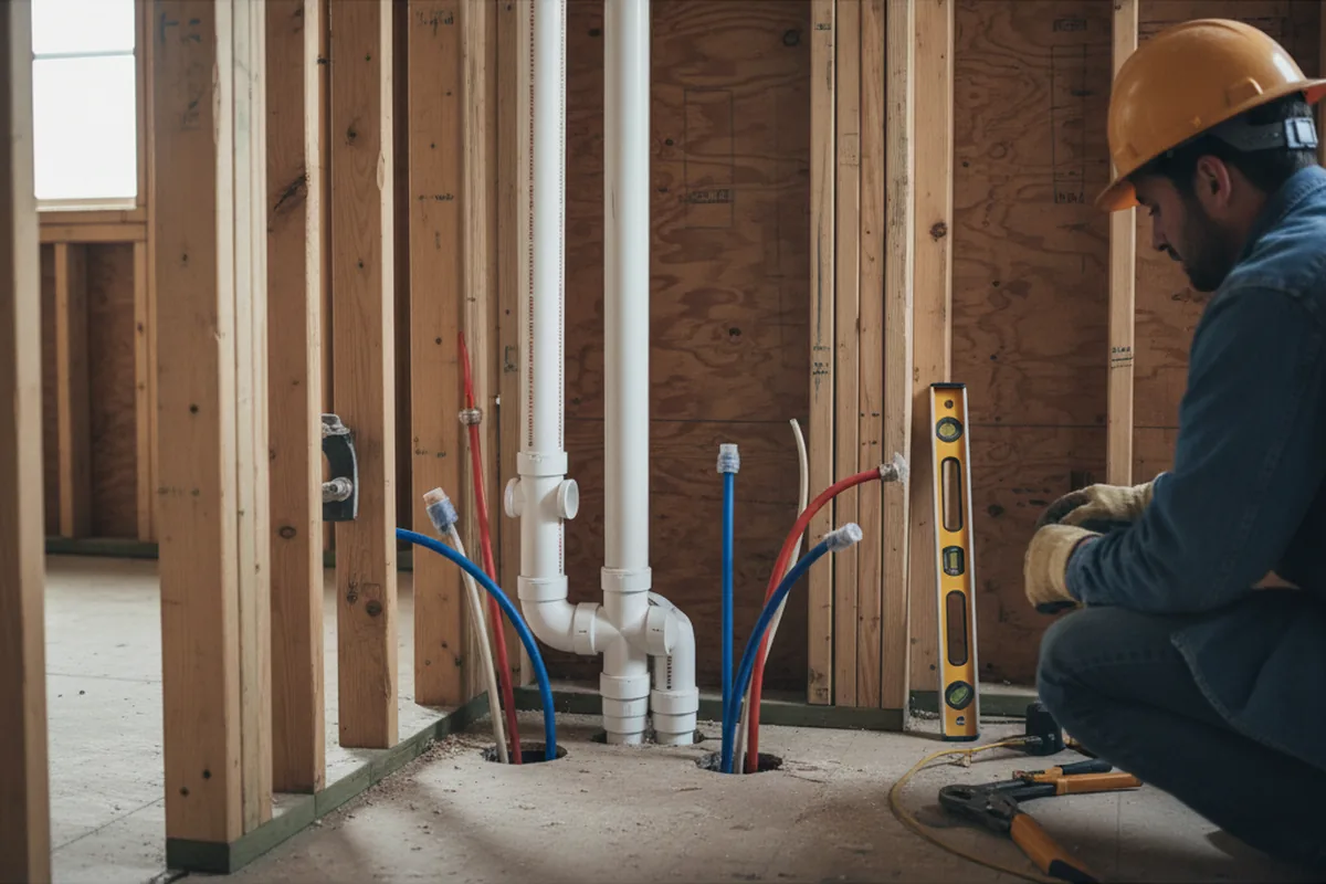 Drain and supply rough-in during Leak Detection in Harristown